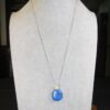 24" thin sterling silver chain necklace w/denim lapis white stone carved turtle
