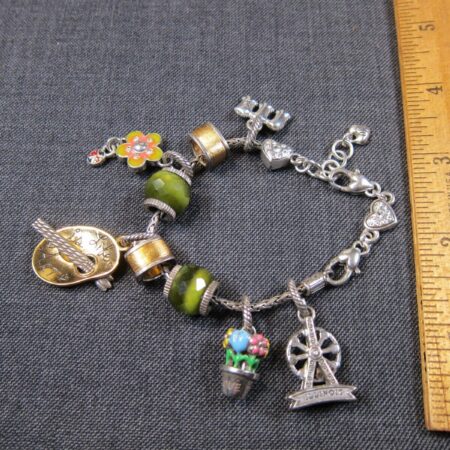 Brighton charm bracelet ferris wheel flower pot art palette charms