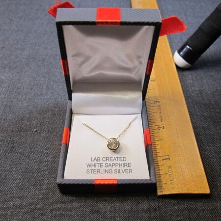 Gorgeous new 925 gold plated sterling silver lab white sapphire necklace