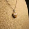 Cute little brown/tan mottle heart-shaped stone pendant sterling silver necklace