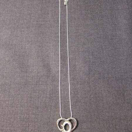 Cute heart pendant w/ word GOD inside gold & silver tone & rhinestones necklace