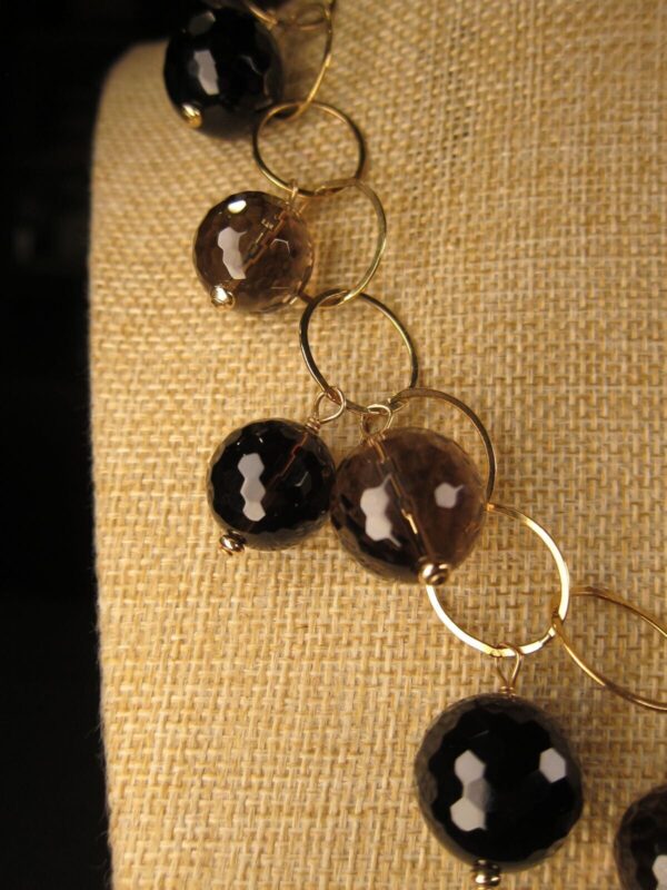 Gorgeous Liz James of Austin Texas gold filled smoky quartz statement necklace - Image 2