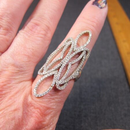 Gorgeous large cocktail ring blingy! sterling silver tiny white stones! Size 8