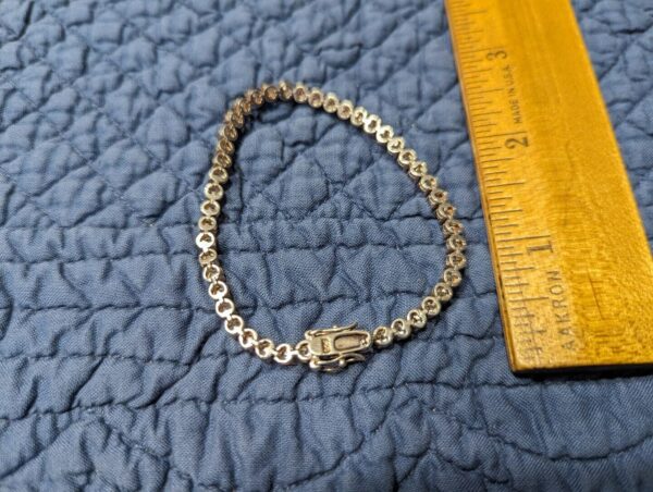 Gorgeous sterling silver & prong-set CZ cubic zirconia tennis bracelet 6.75" - Image 3