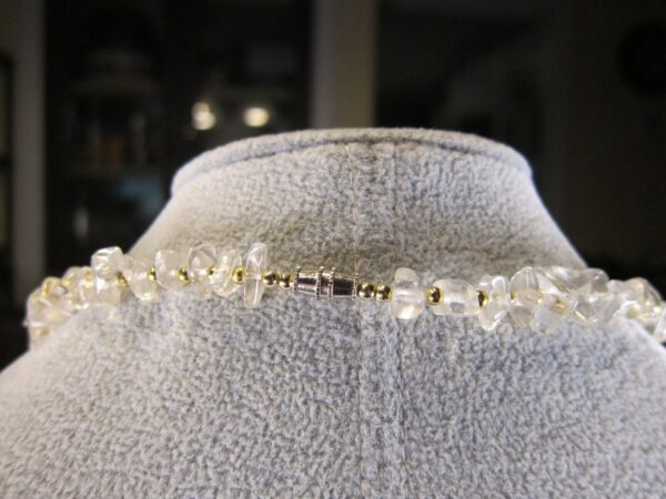 Beautiful clear quartz rock crystal & gold-tone bead vintage 24" necklace - Image 3