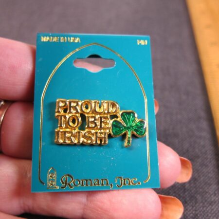 Vintage pin brooch by Roman "Proud to be Irish" shamrock on original card! MINT
