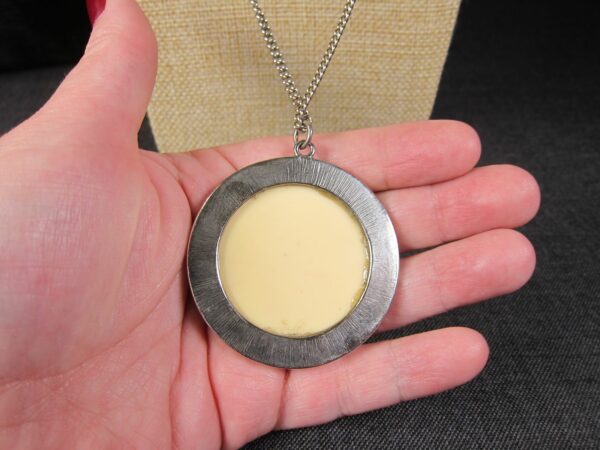 Beautiful large owl pendant transfer ware Spring Street 32" necklace faux pearls - Image 3