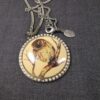Beautiful large owl pendant transfer ware Spring Street 32" necklace faux pearls - Image 4
