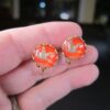 Wow! Unusual vintage clip-on earrings domed glass flying ducks or geese