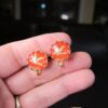 Wow! Unusual vintage clip-on earrings domed glass flying ducks or geese - Image 3