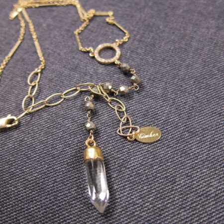 Gorgeous Kelly Cimber Designs 1/20 14K GF Vector necklace pyrite clear quartz