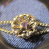 Sweet vintage Goldette gold-tone bracelet with purple rhinestone flower - Image 3