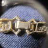 Sweet vintage Goldette gold-tone bracelet with purple rhinestone flower - Image 4