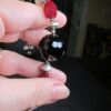Beautiful large black tourmaline bead & red glass sterling silver bracelet 6.5" - Image 3