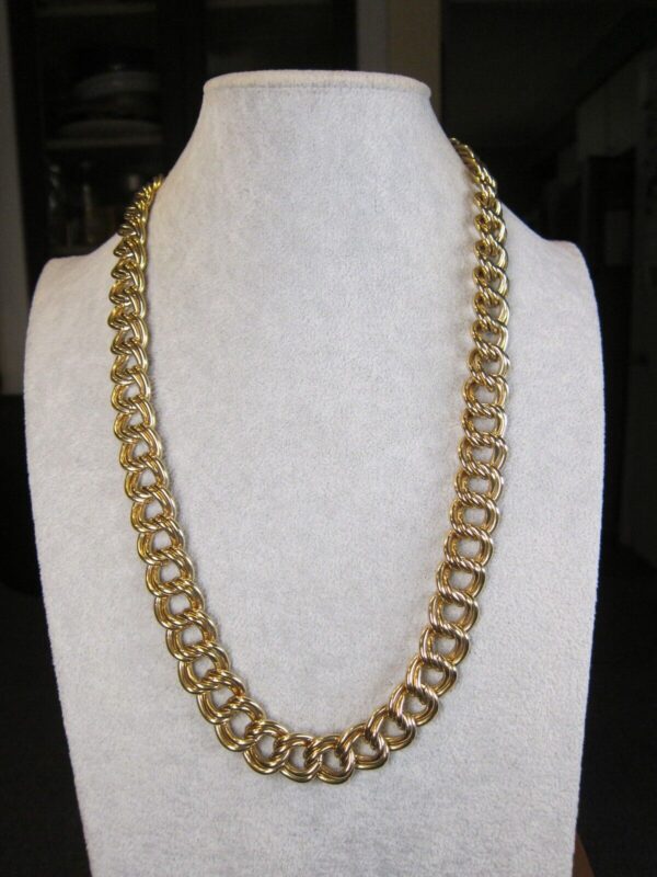 Stunning thick chunky vintage Givenchy gold-tone double link chain necklace MINT