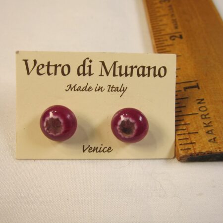 Gorgeous NWT new Vetro di Murano Venice glass stud earrings purple clear