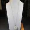 Beautiful LARGE sesame jasper pendant necklace 30-33" silver-tone chain - Image 2