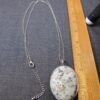 Beautiful LARGE sesame jasper pendant necklace 30-33" silver-tone chain - Image 5