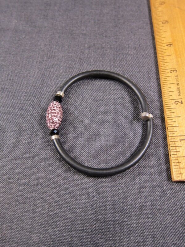 Beautiful purple/pink pave crystal bead rubber & sterling silver bracelet - Image 3