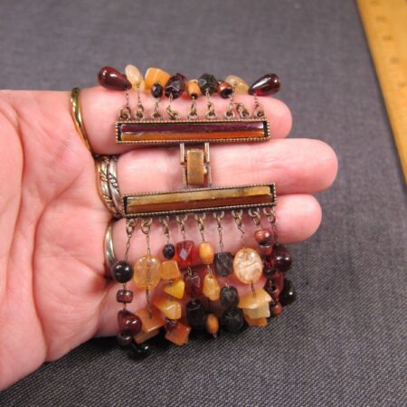 Beautiful LC multi-strand wide beaded cuff bracelet red orange peach