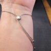 Gorgeous sterling silver pull-to-fit adjustable bracelet w/row of blue gemstones - Image 7