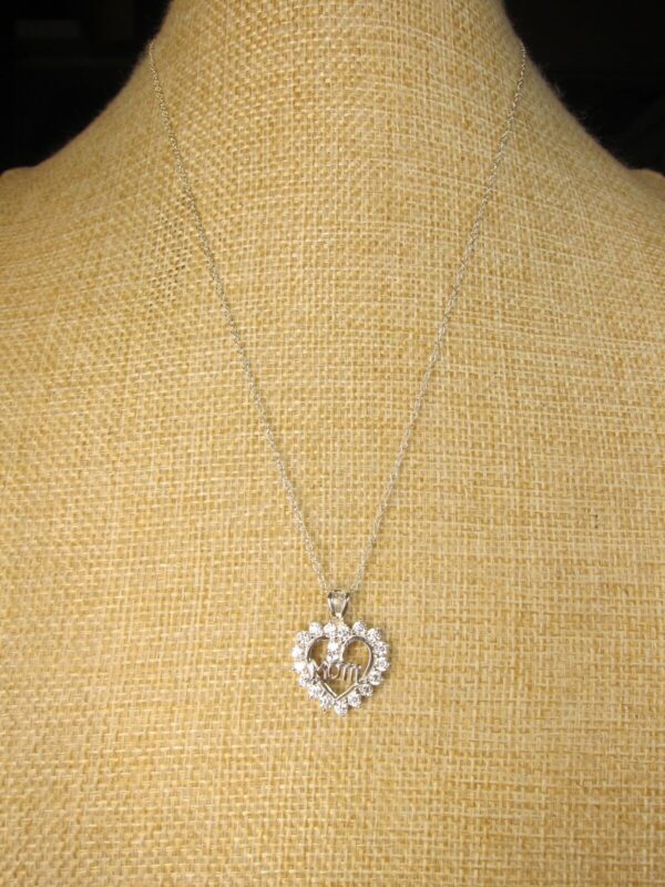 Beautiful Mom Mother's Day sterling silver CZ pendant necklace 18" chain