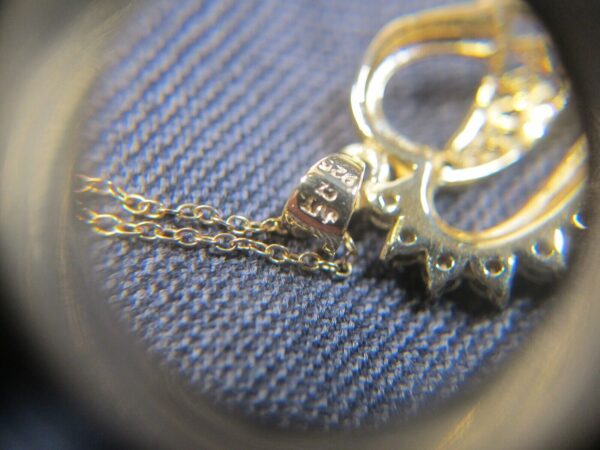 Lovely gold plated sterling silver JJT MOM heart CZ pendant 18" chain necklace - Image 4