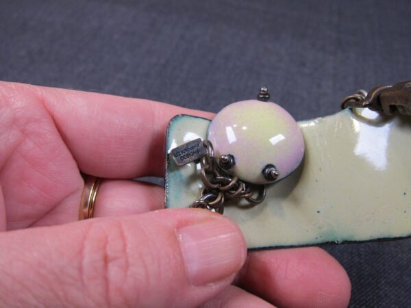 Amazing Liz Krinski Designs etched copper & enamel Vess Soda bottle bracelet - Image 4