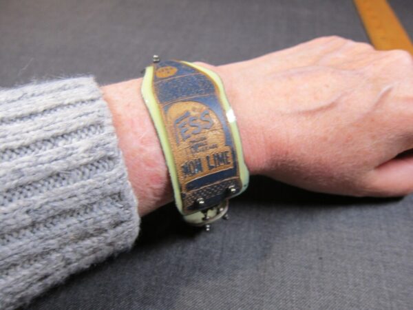 Amazing Liz Krinski Designs etched copper & enamel Vess Soda bottle bracelet - Image 7