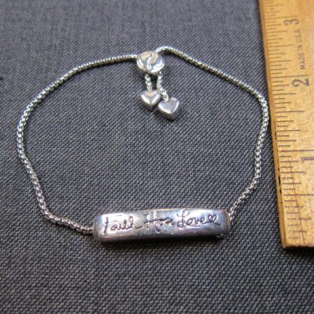 Gorgeous 925 LA sterling silver slide-to-fit bracelet Faith Hope Love