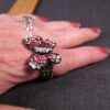 Adorable black & pink bling sparkly butterfly stretch ring sizes about 6-8