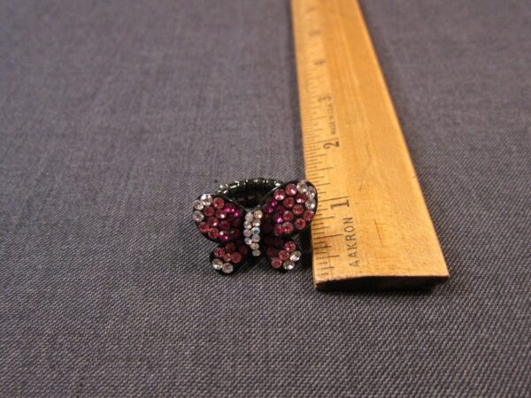 Adorable black & pink bling sparkly butterfly stretch ring sizes about 6-8 - Image 2