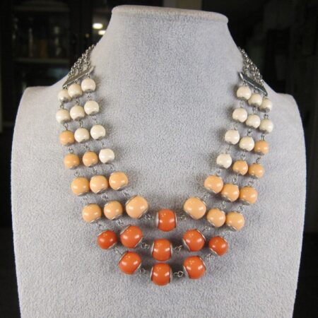 Gorgeous orange to cream gradient beaded tiered necklace Lia Sophia