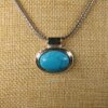 Gorgeous vintage Roman signed faux turquoise silver-tone 18" necklace - Image 2