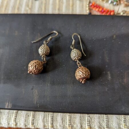 Gorgeous Milor Italy 925 sterling silver laser cut ball dangle earrings 1.5"