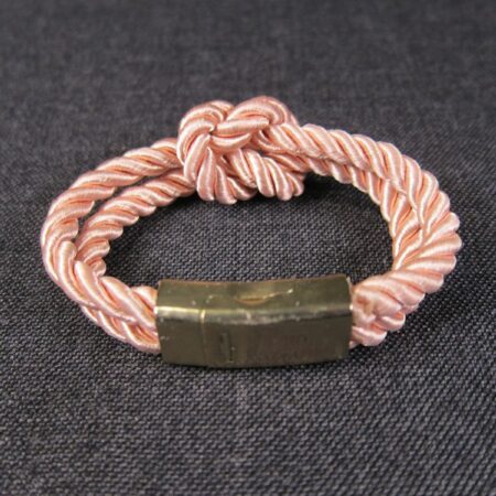Cute magnetic closure Leo Mazzotti signed pink satin cord knot bracelet 6.25"
