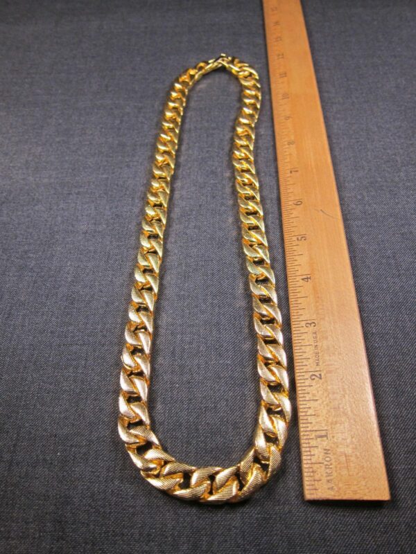 Big, heavy 7 oz. gold-tone chain bling rhinestone encrusted 25" long necklace - Image 5