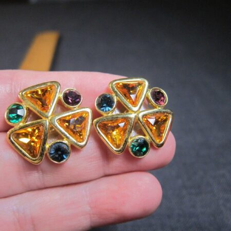 Gorgeous vintage 1991 Napier Royalton runway multi-color Swarovski earrings!