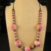 Gorgeous vintage pretty in pink heavy necklace w/rose painted ceramic beads 23" - Image 2