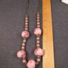 Gorgeous vintage pretty in pink heavy necklace w/rose painted ceramic beads 23" - Image 5