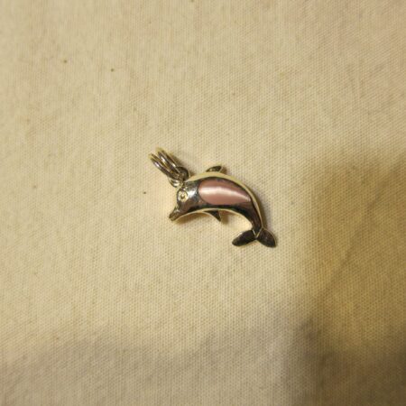 Tiny Sterling Silver and pink glass Dolphin Charm or Pendant jewelry