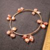 Beautiful Honora signed bronze Italy pink pearl dangles bangle bracelet - Image 2