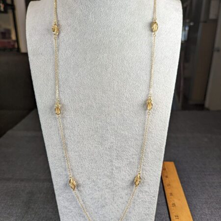 Gorgeous 36" long gold plated sterling silver necklace TJR TR filigree stations