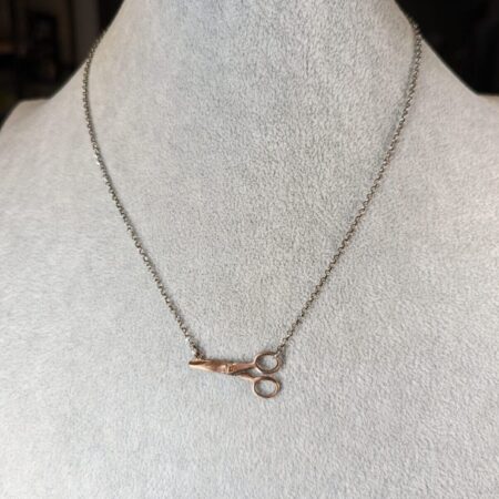 Cute! Dyadema Italy 925 sterling silver 18" necklace rose gold plated scissors