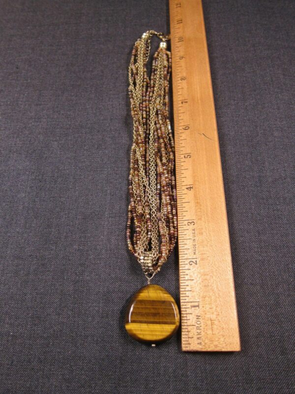 Beautiful autumn colors Lia Sophia necklace multi-strand beaded w/ tiger's eye! - Image 5