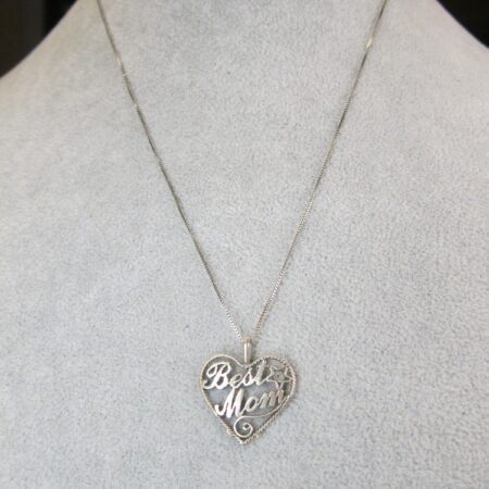 Cute Mother gift Best Mom sterling silver 925 heart necklace 20" chain