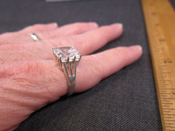 Beautiful Marsala 925 HUGE 1/2" CZ solitaire ring size 8 925 - Image 5