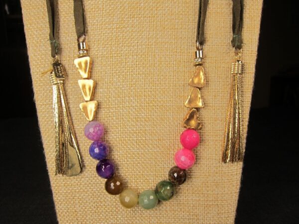 Gorgeous rainbow faceted stones cord lariat necklace Lucky Star Jewels AZ - Image 2