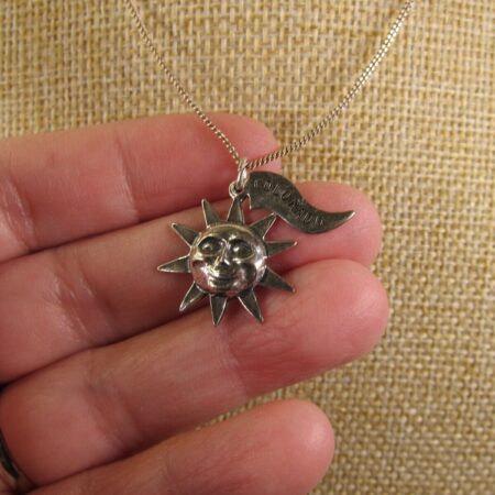 Cute vintage sterling silver Colorado souvenir Sun pendant on 16" 925 chain