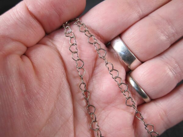 Very unique sterling silver necklace heart link chain real pearl drop glass bead - Image 5
